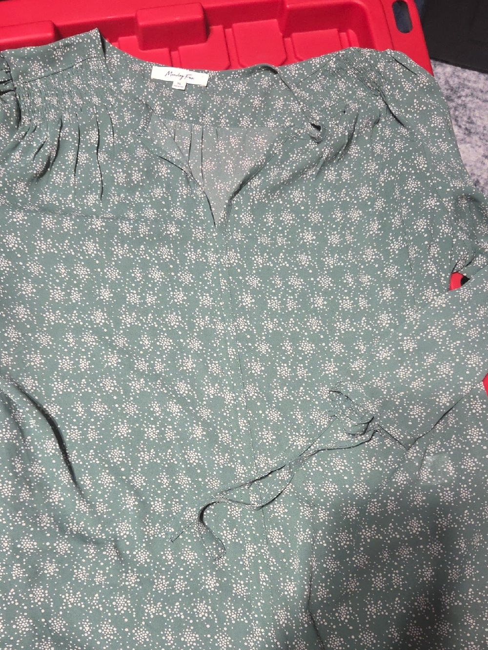 Madewell Green Floral Print V-Neck Blouse